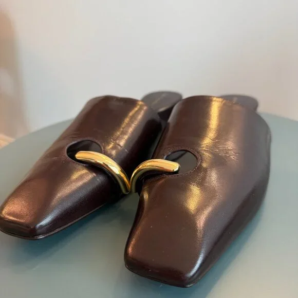 COPY - New! Tory Burch Pierced Mule, Plum / Gold, Size 10 - Picture 7 of 7